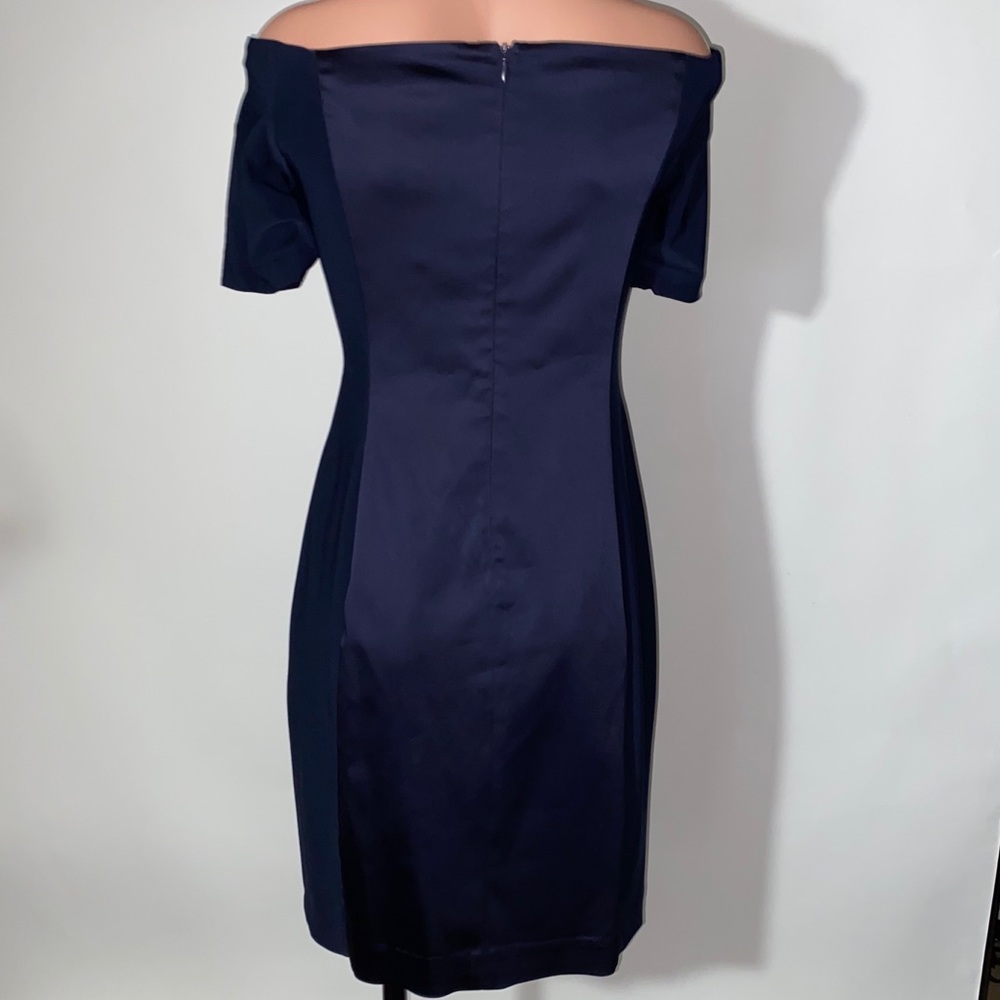 NEW Lauren Ralph Lauren Navy off shoulder satin sheath dress size 6 - Picture 11 of 16